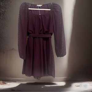 Elegant Purple Long-Sleeve Dress